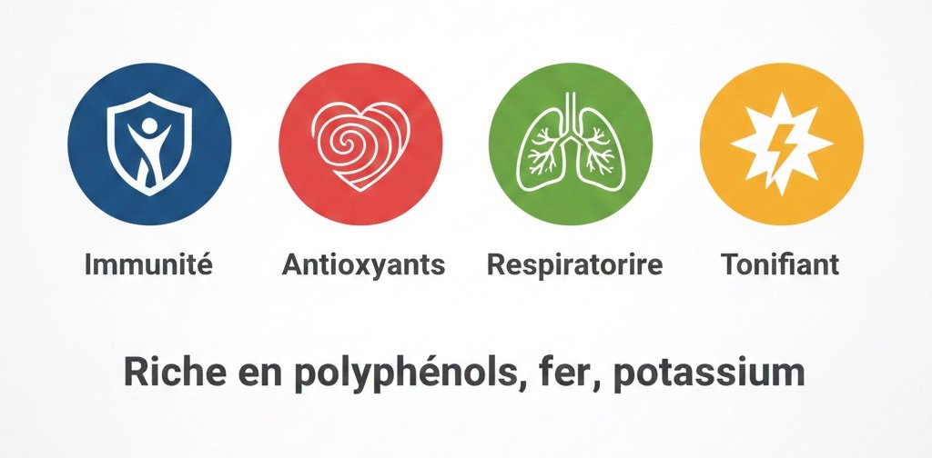 graphique riche en polyphénols, fer et potassium
