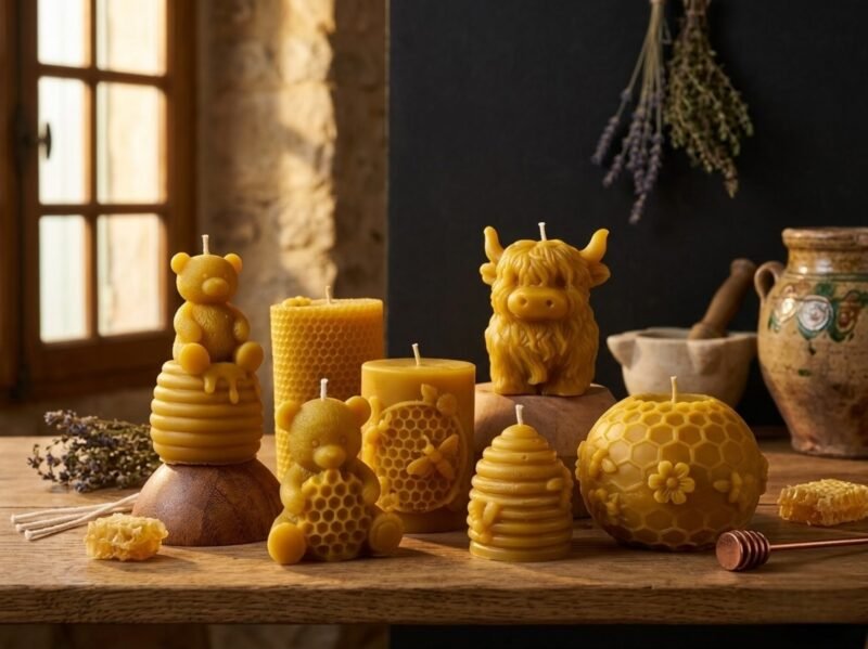 bougies en cire d'abeille - Les Abeilles d'Emilie