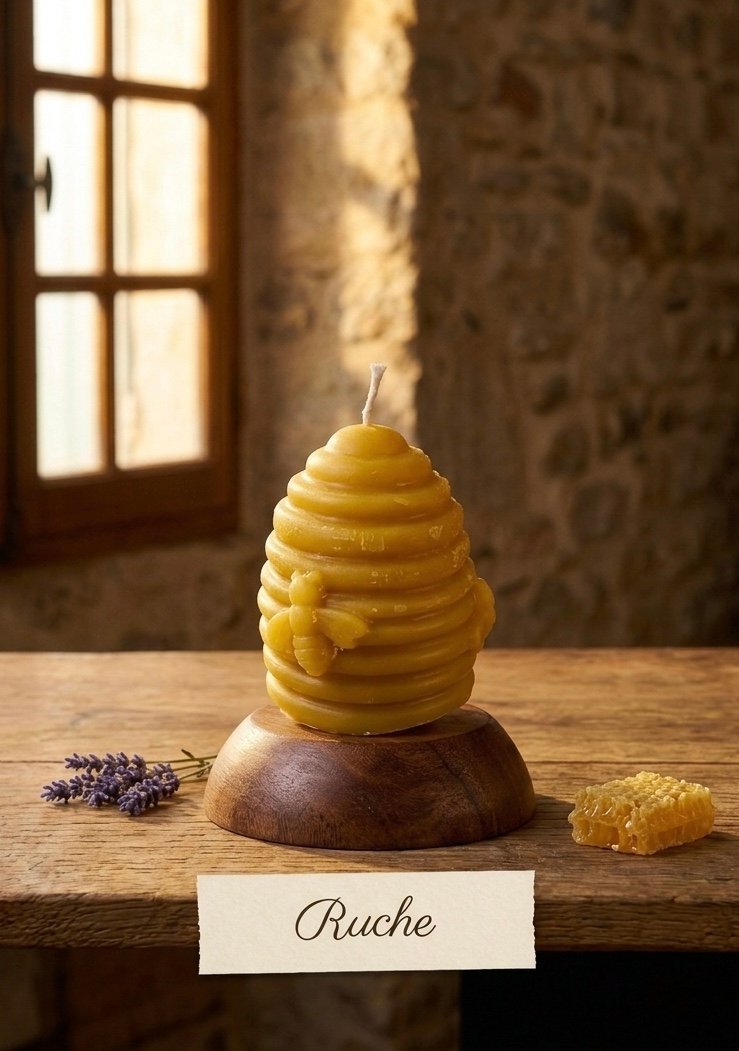 Bougie en cire d'abeille - ruche