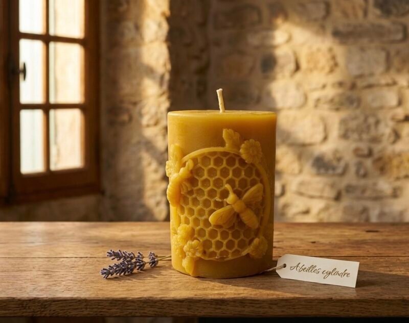 Bougie en cire d'abeille - abeilles cylindre