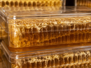 miel en rayon, gros plan